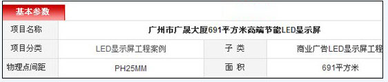 廣州市廣晟大廈691平方米高端節能LED顯示屏